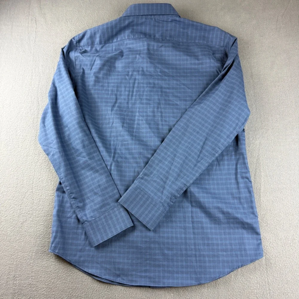 Banana Republic Shirt Men's L Blue Slim Fit Plaid Long Sleeve Button Up Cotton